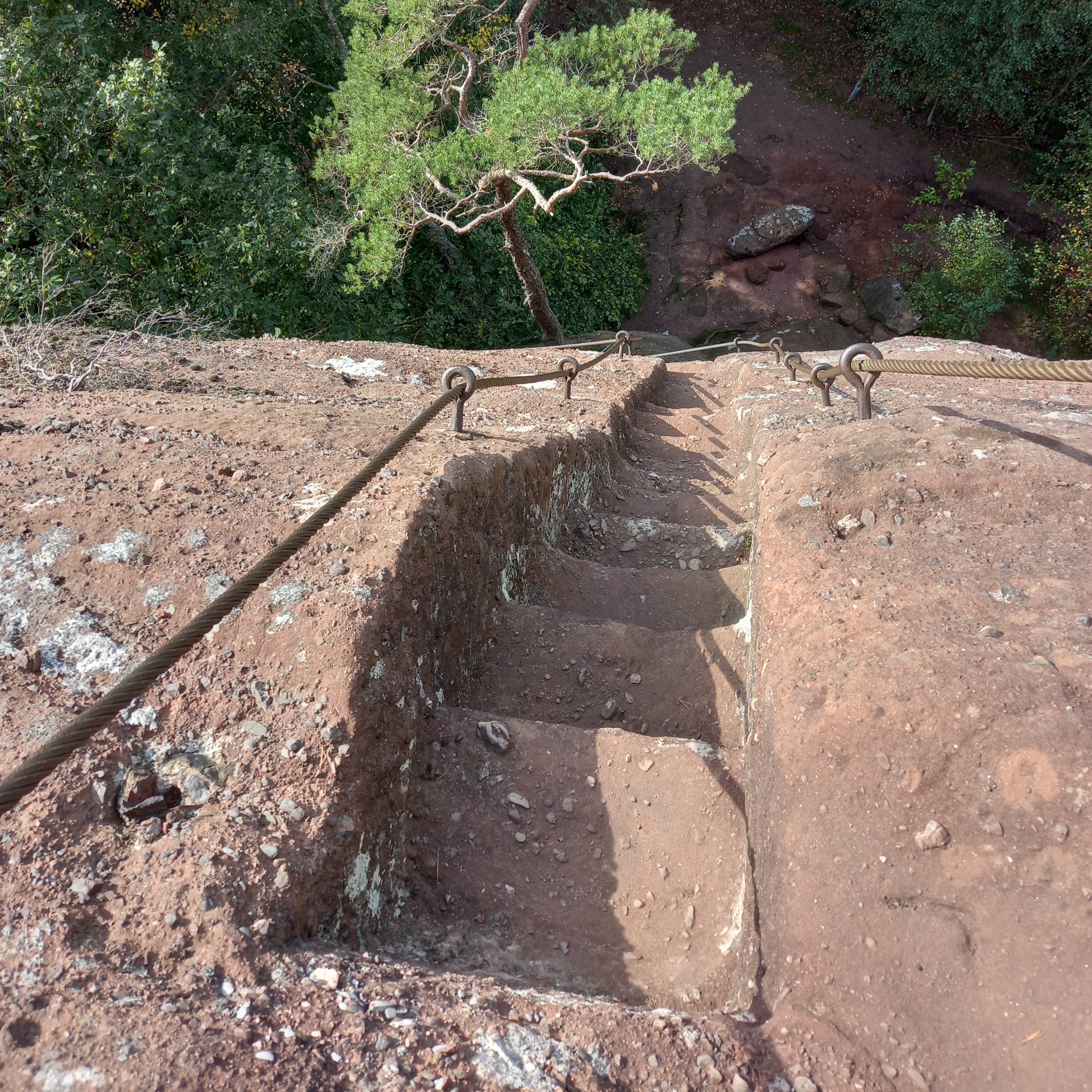 In den Buntsandstein eingeschlagene Treppe auf den Altfels